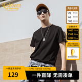 卡宾【凉感】冰丝短袖T恤男夏简约圆领体恤休闲纯色百搭冰感上衣 煤黑色01 S 165 46