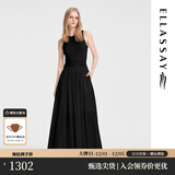 歌力思（ELLASSAY）白色连衣裙夏新款针梭拼接莱赛尔仙女裙气质早春穿搭女 经典黑 S