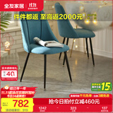 全友（QUANU）家居现代简约餐桌椅小户型家用客厅休闲椅子靠背椅家具KS 餐椅C蓝色*4