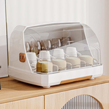 欧润哲水杯收纳置物架桌面防尘玻璃杯茶杯托盘沥水杯架 特大号白橘色