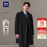 HLA海澜之家大衣男轻商务经典平驳领纯羊毛外套男冬季