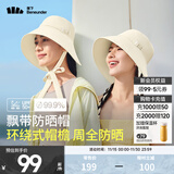 蕉下（beneunder）防晒帽女夏季飘带帽防晒渔夫帽系带镂空太阳帽女帽登山帽 【经典款】高岭白