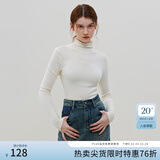 范思蓝恩23FS14392基础百搭半高领发热打底衫女冬季2023新款上衣 米白 S
