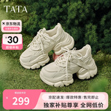 他她TATA泡泡奶油25秋新款老爹鞋女鞋运动鞋 米白（单里） 38