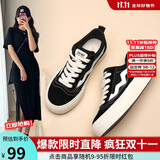 ZHR帆布鞋女经典百搭学生板鞋女舒适透气厚底休闲女鞋 CS11 黑色 39