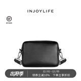 INJOYLIFE男生包包单肩斜挎包男潮牌港风斜挎包复古小包休闲包 黑色