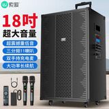 索爱（soaiy）18吋广场舞音响木质大功率便携式户外重低音蓝牙k歌专用大音量移动拉杆音箱室外演出双话筒SA-K6