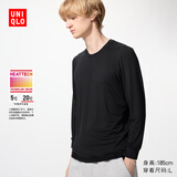 优衣库男装HEATTECH圆领T恤9分袖保暖衣秋衣内衣479428 479432/09黑色 L
