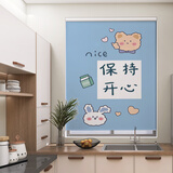 玲杏卫生间窗帘免打孔浴室卷帘防水洗手间厕所升降手拉窗户遮挡帘遮光 保持开心