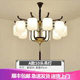 圣伦希尔（SELLEN HILL）新中式吊灯卧室大气餐厅荷花家用书房现代简约全屋套餐复古客厅灯 10头-三色变光全光谱