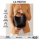 拉菲斯汀门票福桶包2025新款真皮单肩斜挎包女小众手提水桶包 621896 骑士黑【头层牛皮大号】