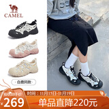 骆驼（CAMEL）丑萌登山鞋女时尚撞色户外休闲鞋 L24S076620 米/银/黑 40