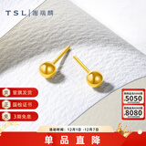 谢瑞麟（TSL）足金黄金耳钉光面圆球简约耳环气质小坠耳饰YK259 约1.3g 工费220元