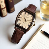 聚利时邢菲同款复古休闲皮带小众酒桶手表女士学生考试石英情侣表JA-703 小酒桶咖色女款【升级蝴蝶扣】 +原装礼盒+镜子+电子2