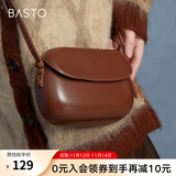 百思图商场同款时尚百搭潮流复古迷你马鞍包单肩斜挎包女X2782DX2 棕色 F