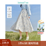 茵曼（INMAN）法式碎花高级感2025夏女新款休闲中长吊带连衣裙子 白底蓝花半身裙-18412674 M