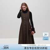 范思蓝恩23FS14450法式复古文艺千鸟格吊带连衣裙冬装背心裙 摩卡棕（100毛） M