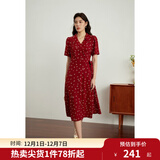 独束大码女装法式小翻领连衣裙女夏季新款遮肉显瘦雪纺裙子 红色-长款 XL （尺码：3）