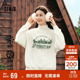 森马（Semir）[商场同款]女oversize发热抗菌2024冬季绣花抓绒上衣101724116004