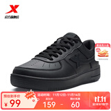 特步男鞋运动鞋空军一号情侣板鞋百搭休闲鞋时尚耐磨防滑运动鞋潮板鞋 黑/黑底【男款新版】 40