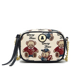 小熊依恋高颜值单肩斜跨包女包布艺链条迷你小方包