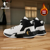 乔丹QIAODAN男鞋磨砺篮球鞋秋季新品高帮皮面减震耐磨球鞋 乔丹白黑色(高帮加绒) 42