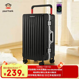 大嘴猴（paul frank）宽拉杆铝框行李箱女拉杆箱男学生坚固大容量平衡拉杆旅行箱出差箱 黑色/铝框款 28英寸