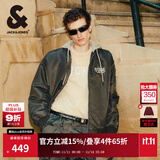 杰克·琼斯（JACK&JONES）25年秋冬男装棉衣飞行夹克男保暖宽松潮流连帽短款棉服外套男士 黑橄榄E06 XL 185