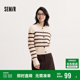 森马（Semir）森柔|针织开衫女冬季短款绞花肌理圆领毛衫打底上衣101724106001
