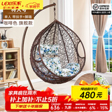 乐系（LEXI） 吊椅双人鸟巢秋千吊篮家用室内阳台吊兰户外吊床藤椅摇篮椅躺椅 单人咖啡细藤加大号+脚踏 静音款