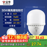 公牛（BULL）LED灯泡高亮柱形灯厂房车间商超食堂 30W球泡白光6500KE27螺口