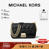 MICHAEL KORS礼物轻奢MK女包SLOAN皮质链条单肩斜挎包小号黑色/金色