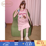 果壳（Gukoo）睡裙女士夏季睡衣女无袖防走光无袖纯棉可外穿运动风连衣裙B 粉色小狗背心裙 L