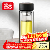 富光 男女士双层玻璃杯 水杯 支持团购定制 304杯子泡茶杯400ML黑