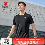 特步运动t恤短袖男夏装新款跑步速干衣薄款训练服半袖简约上衣polo衫 【跑步训练】正黑色0174 L 175