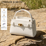 CHARLES&KEITH金属扣带凯莉包婚包手提单肩包包女包生日礼物CK2-50270880 Cream奶白色 S