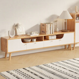 舒歌电视柜实木落地茶几组合小户型客厅抽屉电视机组合柜电视柜全实木 1.2米 白色 电视柜