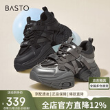 百思图街头户外运动老爹鞋厚底女休闲鞋A1621CM4 黑色 37