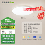 三雄极光 led吸顶灯卧室灯现代客厅灯简约过道走廊玄关卫生间阳台灯具 12W 8㎡内适用 678lm 柔亮 三防灯