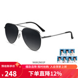 海俪恩 太阳镜男款蛤蟆镜偏光墨镜防辐射开车专用驾驶镜可配近视镜N6862 N01P渐进灰+中枪框