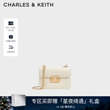 CHARLES&KEITH拼接菱格链条单肩斜挎小方包包女包生日礼物CK2-80701360 CK2-80701360Cream奶白色 S
