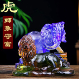 益鼎贵 2026马年宋韶光吉祥物十二生肖摆件家居办公室工艺摆设节日礼物 2026年宋韶光属虎吉祥物狮象守富摆件