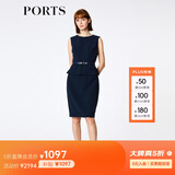 PORTS宝姿春夏款女装修身连衣裙优雅无袖包臀职业连衣裙 丈青-1 M (6)