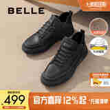 百丽潮搭套脚休闲鞋男款冬季舒适厚底高帮板鞋D3M42DD4 黑绒里 41 (255mm)