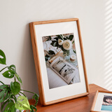 鲁大爷【7仓直发】黑胡桃实木摆台相框高级感定制画框装裱6寸木质8寸框 樱桃木榫卯框+黄铜支架背板 6寸【内径10.1*15.2cm】