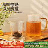 雅集筑茗玻璃茶杯茶水分离玻璃杯带盖带玻璃内胆办公家用耐热泡茶杯