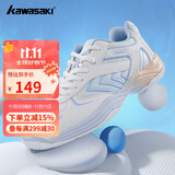 kawasaki川崎羽毛球鞋防滑耐磨男女同款运动训练鞋003 白蓝色  35