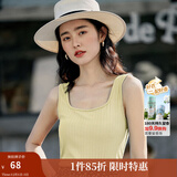 茵曼（INMAN）多色无袖显瘦吊带背心T恤夏季简约休闲百搭圆领上衣 杏色 S