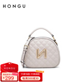 红谷包包女2025新款牛皮单肩手提包菱格贝壳包时尚斜挎女包 灰白