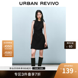 UR2025春季新款女摩登气质褶皱收腰显瘦无袖连衣裙UYY750030 黑色 S